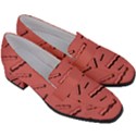 Funny Bacon Slices Pattern infidel vintage red meat background  Women s Chunky Heel Loafers View3