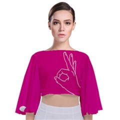 A-ok Perfect Handsign Maga Pro-trump Patriot On Pink Background Tie Back Butterfly Sleeve Chiffon Top by snek