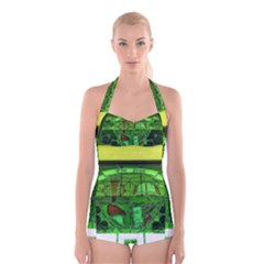 Dublin Scioto Irish Window Boyleg Halter Swimsuit  by Riverwoman