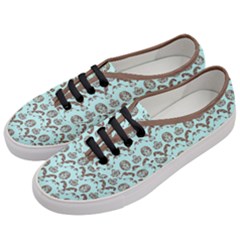 Easter Damask Pattern Robins Egg Blue And Brown Women s Classic Low Top Sneakers by emilyzragz