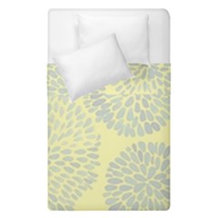 Spring Dahlia Print - Pale Yellow & Light Blue Duvet Cover Double Side (single Size) by WensdaiAmbrose