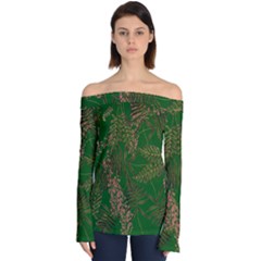 Fern Dark Green Off Shoulder Long Sleeve Top by snowwhitegirl