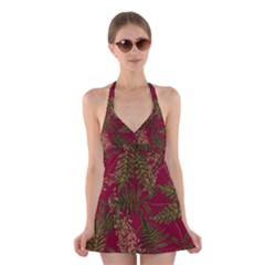 Fern Red Halter Dress Swimsuit  by snowwhitegirl