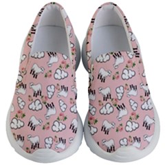 Vintage Lamb Pattern Pink Kids  Lightweight Slip Ons by snowwhitegirl