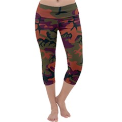 Camouflage Orange Capri Yoga Leggings by snowwhitegirl