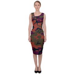 Camouflage Orange Sleeveless Pencil Dress by snowwhitegirl