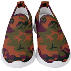 Camouflage Orange Kids  Slip On Sneakers by snowwhitegirl