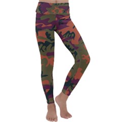 Camouflage Orange Kids  Lightweight Velour Classic Yoga Leggings by snowwhitegirl