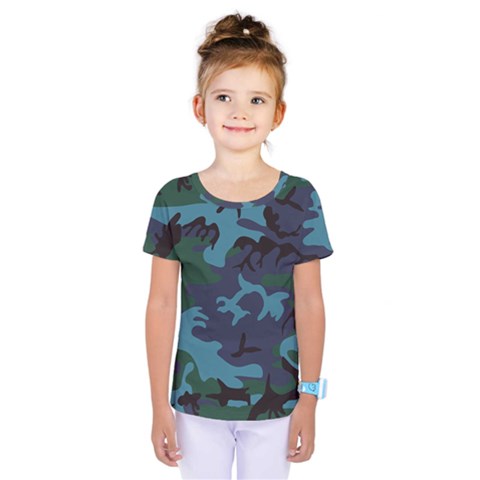 Camouflage Blue Kids  One Piece Tee by snowwhitegirl