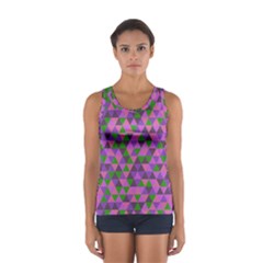 Retro Pink Purple Geometric Pattern Sport Tank Top  by snowwhitegirl