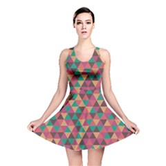 Retro Orange Green Geometric Pattern Reversible Skater Dress by snowwhitegirl