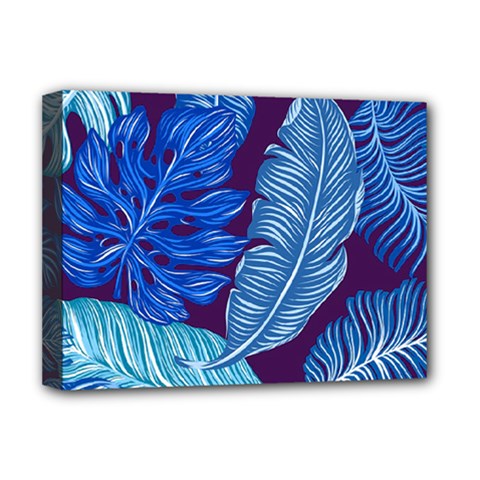 Tropical Blue Leaves Deluxe Canvas 16  X 12  (stretched)  by snowwhitegirl