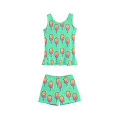 Cotton Candy Pattern Green Kids  Boyleg Swimsuit by snowwhitegirl