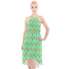 Cotton Candy Pattern Green High-low Halter Chiffon Dress  by snowwhitegirl