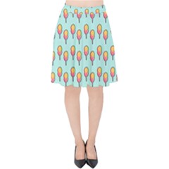 Cotton Candy Pattern Aqua 3d Velvet High Waist Skirt by snowwhitegirl