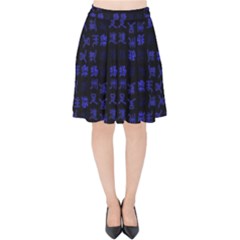 Neon Oriental Characters Print Pattern Velvet High Waist Skirt by dflcprintsclothing