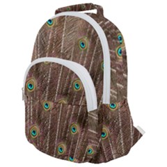 Peacock Feather Bird Exhibition Rounded Multi Pocket Backpack by Pakrebo