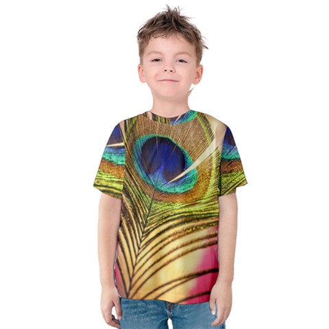 Peacock Feather Colorful Peacock Kids  Cotton Tee by Pakrebo