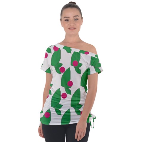 Feuilles Et Pois Tie-up Tee by perlette