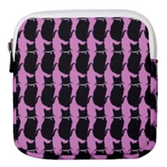 Cat Silouette Pattern Pink Mini Square Pouch by snowwhitegirl