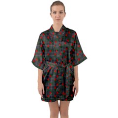 Roses Black Plaid Quarter Sleeve Kimono Robe by snowwhitegirl