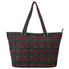 Roses Black Plaid Full Print Shoulder Bag by snowwhitegirl