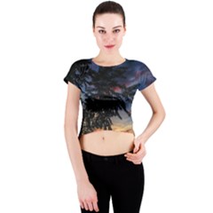 Sumac Sunset Crew Neck Crop Top by okhismakingart