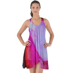 Red Purple Green Ink               Show Some Back Chiffon Dress by LalyLauraFLM