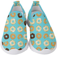 Donuts Pattern With Bites Bright Pastel Blue And Brown Kids  Slip On Sneakers by genx