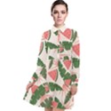 Tropical Watermelon Leaves Pink and green jungle leaves retro Hawaiian style Long Sleeve Chiffon Shirt Dress View1