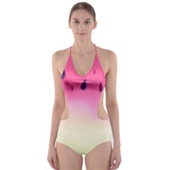 Watermelon Pastel Gradient Pink Watermelon Pastel Gradient Cut-out One Piece Swimsuit by genx