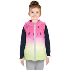 Watermelon Pastel Gradient Pink Watermelon Pastel Gradient Kids  Hooded Puffer Vest by genx