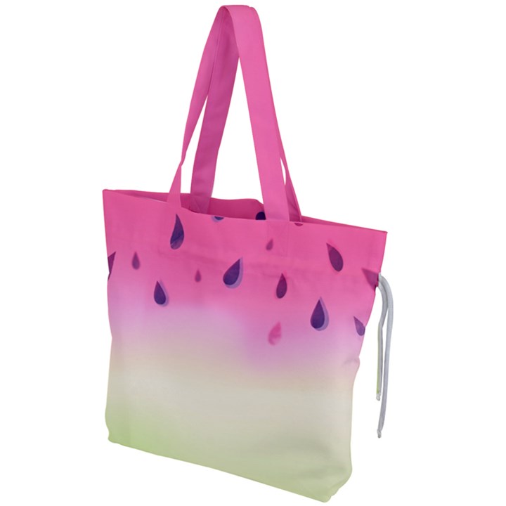 Watermelon Pastel Gradient Pink Watermelon Pastel Gradient Drawstring Tote Bag