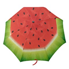 Juicy Paint Texture Watermelon Red And Green Watercolor Folding Umbrellas by genx