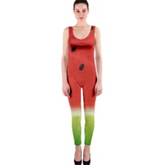 Juicy Paint Texture Watermelon Red And Green Watercolor One Piece Catsuit by genx