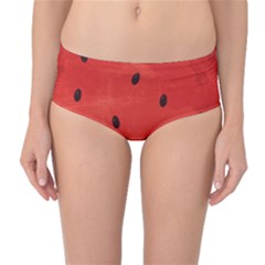 Juicy Paint Texture Watermelon Red And Green Watercolor Mid-waist Bikini Bottoms by genx