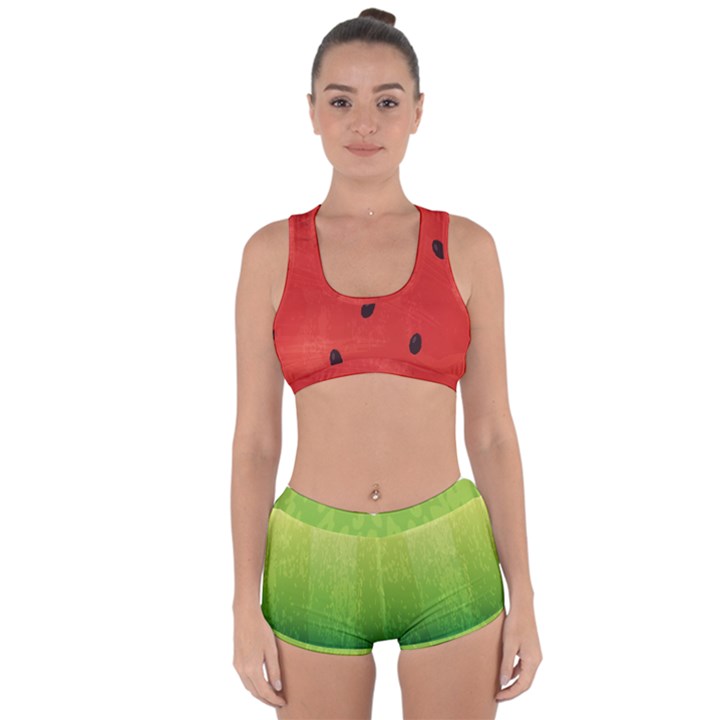 Juicy Paint texture Watermelon red and green watercolor Racerback Boyleg Bikini Set