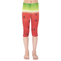 Juicy Paint Texture Watermelon Red And Green Watercolor Kids  Capri Leggings  by genx