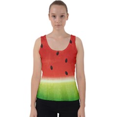 Juicy Paint Texture Watermelon Red And Green Watercolor Velvet Tank Top by genx