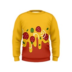 Pizza Topping Funny Modern Yellow Melting Cheese And Pepperonis Kids  Sweatshirt by genx