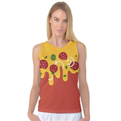 Pizza Topping Funny Modern Yellow Melting Cheese And Pepperonis Women s Basketball Tank Top by genx