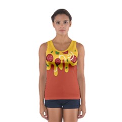 Pizza Topping Funny Modern Yellow Melting Cheese And Pepperonis Sport Tank Top  by genx