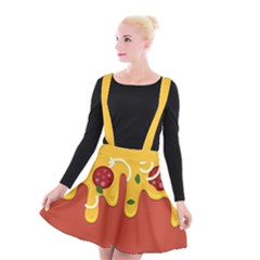 Pizza Topping Funny Modern Yellow Melting Cheese And Pepperonis Suspender Skater Skirt by genx