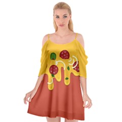 Pizza Topping Funny Modern Yellow Melting Cheese And Pepperonis Cutout Spaghetti Strap Chiffon Dress by genx