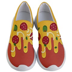 Pizza Topping Funny Modern Yellow Melting Cheese And Pepperonis Women s Lightweight Slip Ons by genx