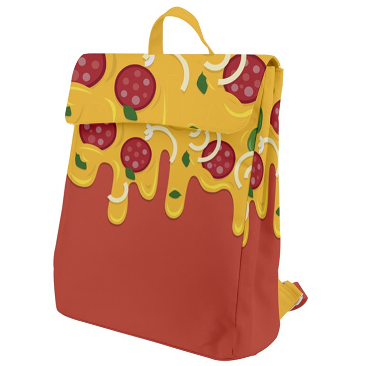 Pizza Topping funny modern yellow melting cheese and pepperonis Flap Top Backpack