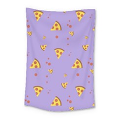 Pizza Pattern Violet Pepperoni Cheese Funny Slices Small Tapestry by genx