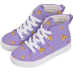 Pizza Pattern Violet Pepperoni Cheese Funny Slices Kids  Hi-top Skate Sneakers by genx