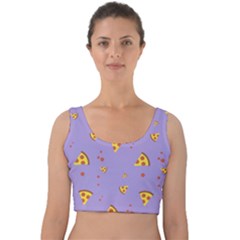 Pizza Pattern Violet Pepperoni Cheese Funny Slices Velvet Crop Top by genx