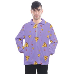 Pizza Pattern Violet Pepperoni Cheese Funny Slices Men s Half Zip Pullover by genx